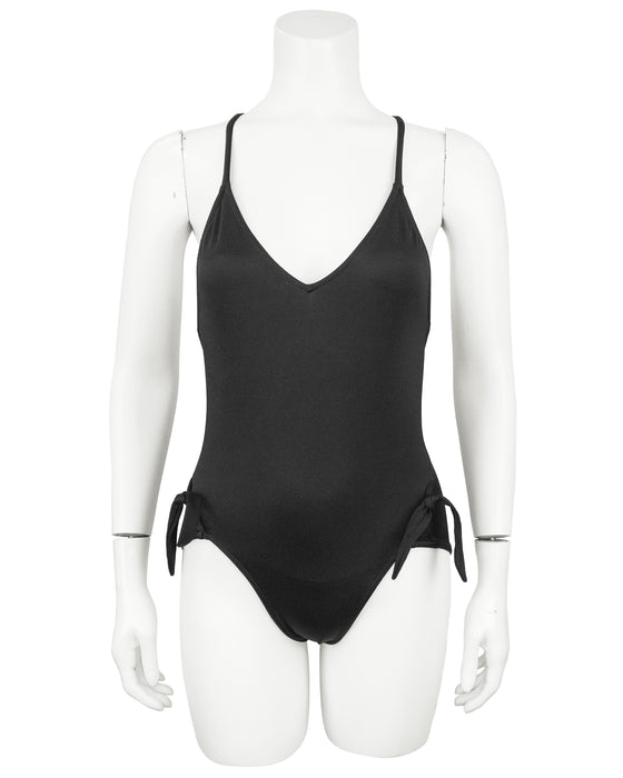 Black Poly-Lycra One-Piece Bathing Suit