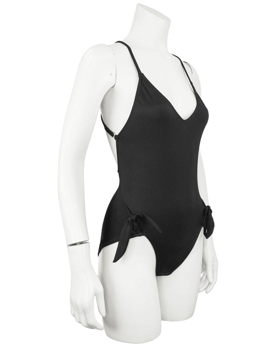 Black Poly-Lycra One-Piece Bathing Suit