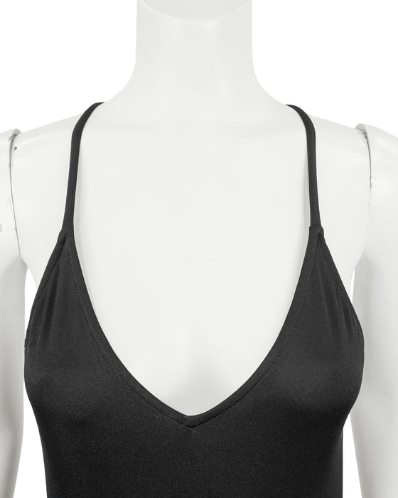 Black Poly-Lycra One-Piece Bathing Suit