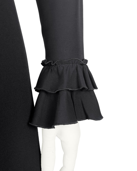 Black Long Sleeve Dress with Beading and Ruffles