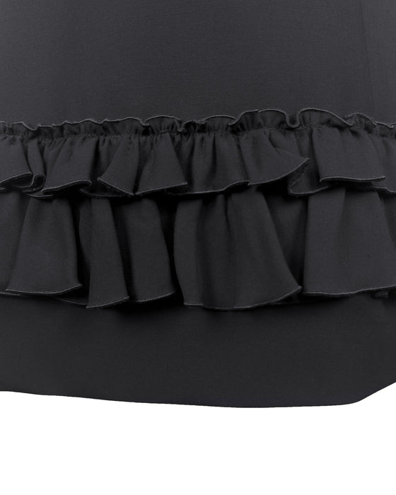 Black Long Sleeve Dress with Beading and Ruffles
