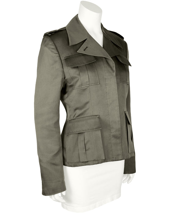 Green Cotton Safari Style Jacket