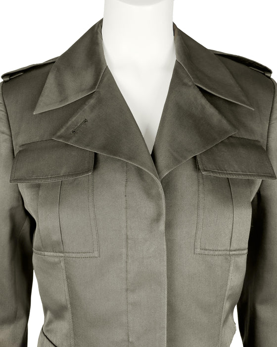 Green Cotton Safari Style Jacket