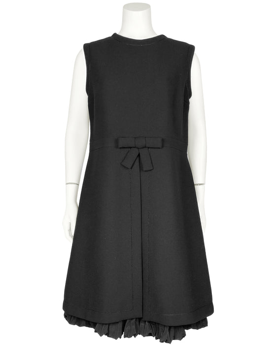 Black Wool Mod Style A-Line Dress