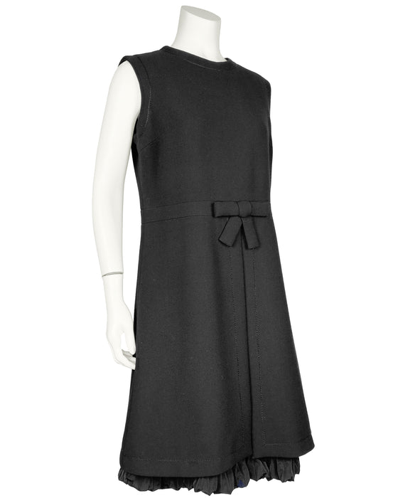 Black Wool Mod Style A-Line Dress