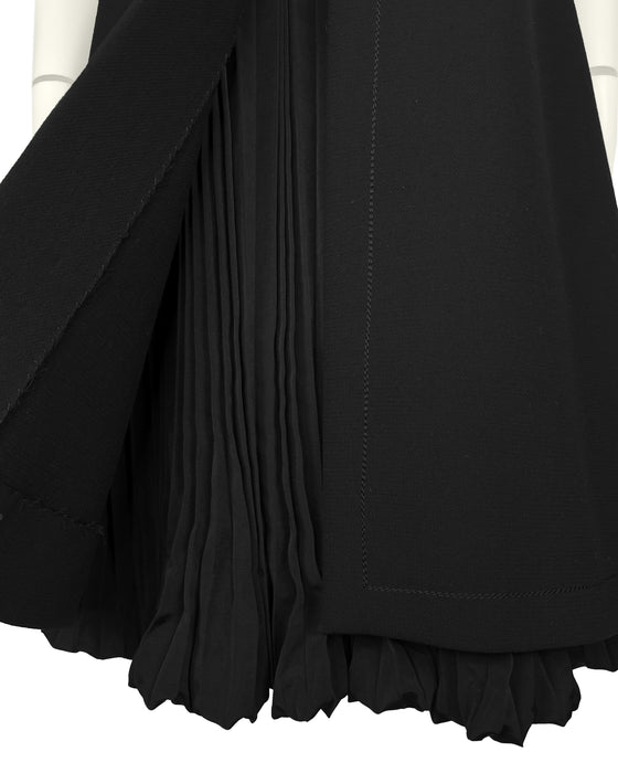 Black Wool Mod Style A-Line Dress