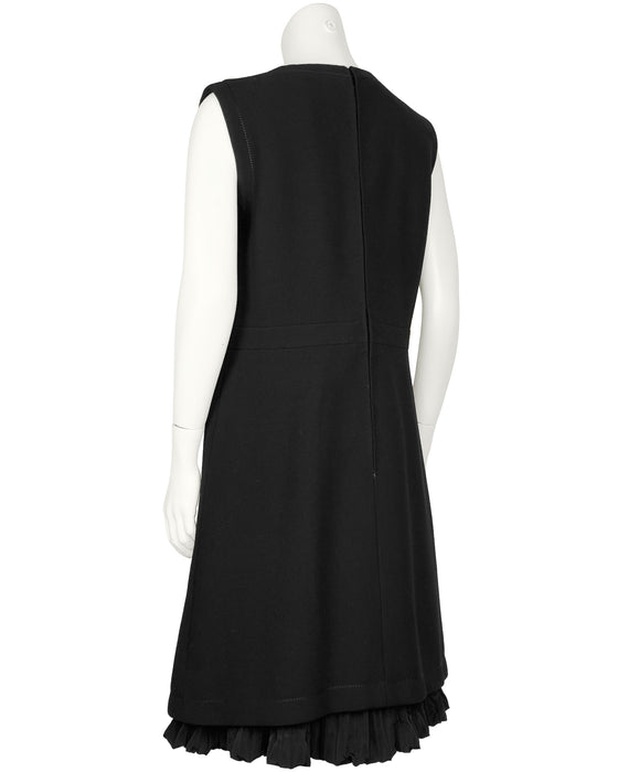 Black Wool Mod Style A-Line Dress