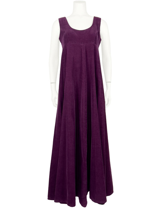 Plum Corduroy Full Length Dress