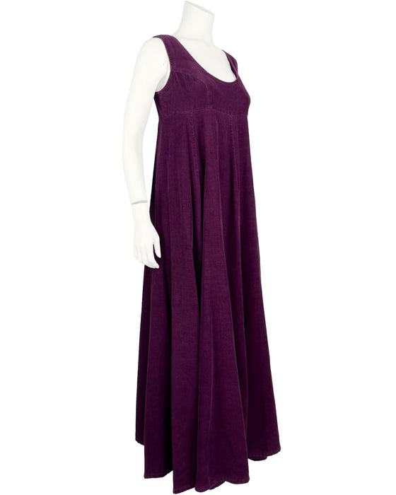 Plum Corduroy Full Length Dress