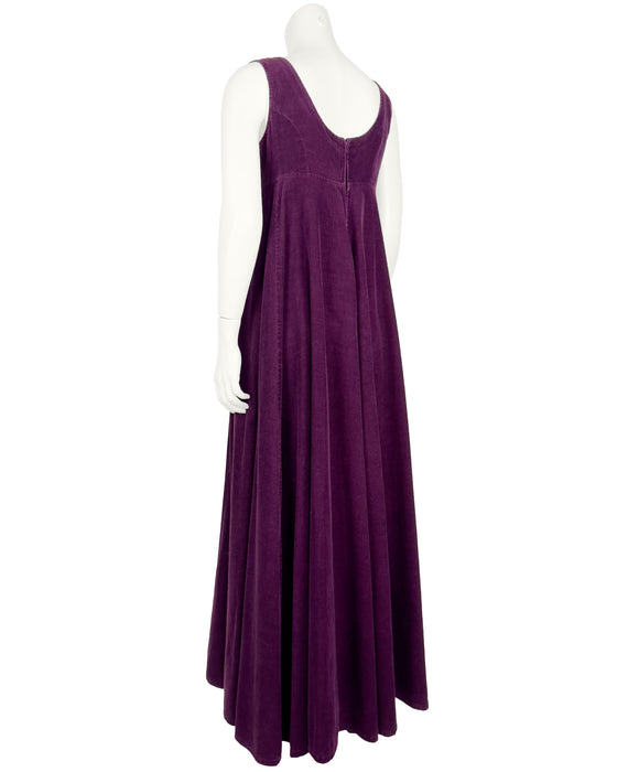 Plum Corduroy Full Length Dress