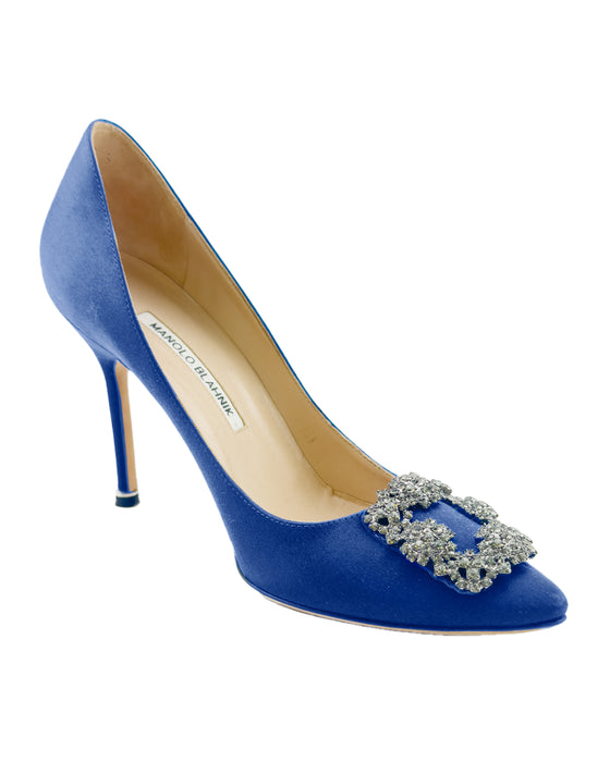 Blue Satin Hangisi Pumps 105 MM