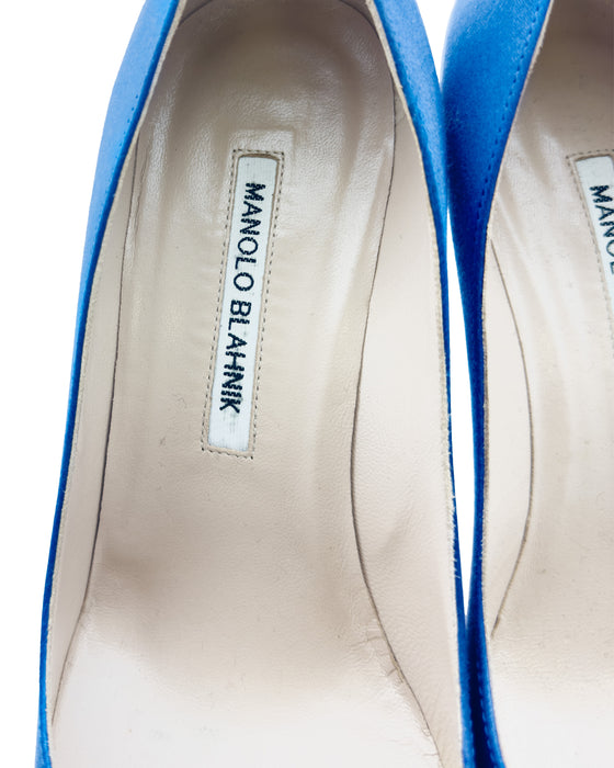 Blue Satin Hangisi Pumps 105 MM