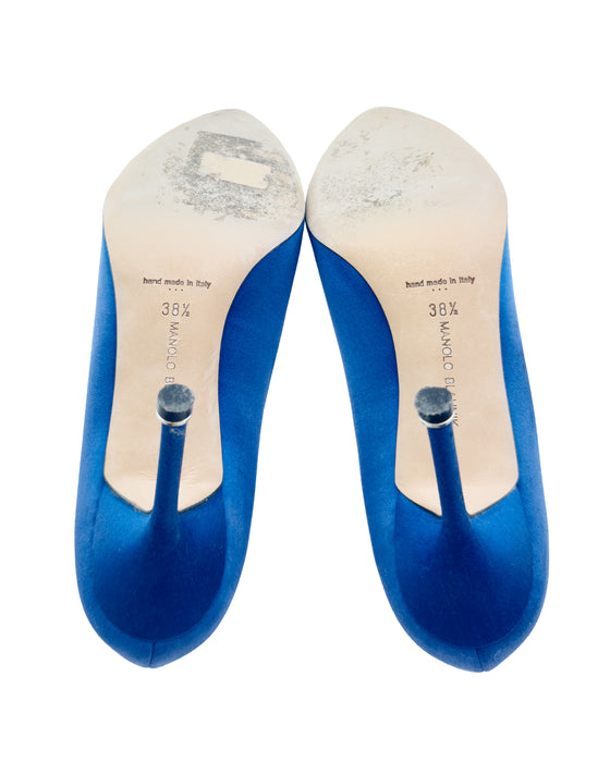 Blue Satin Hangisi Pumps 105 MM