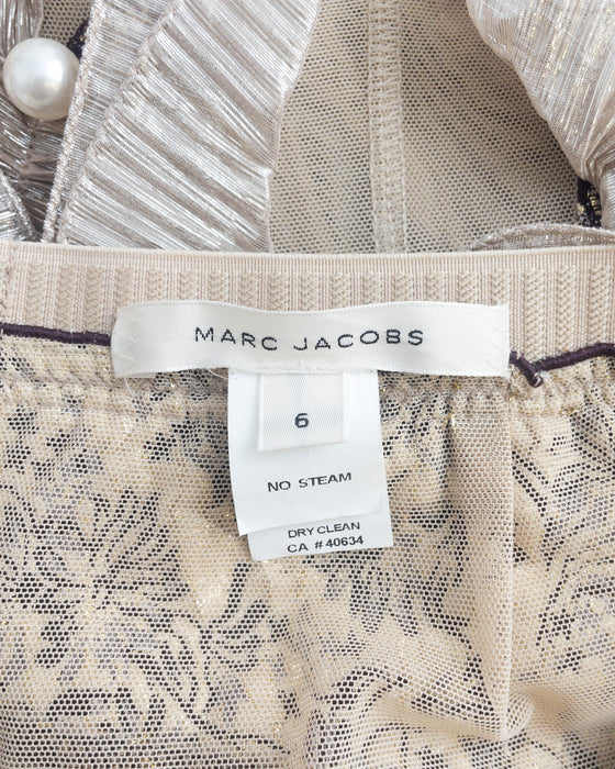 Gold & Aubergine Embellished Brocade Skirt