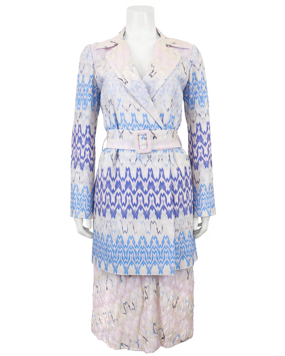 Pink, Purple, and blue Jacket and Skirt Set