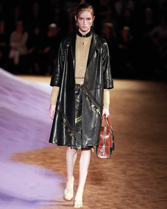 Black and Green Floral Brocade Skirt