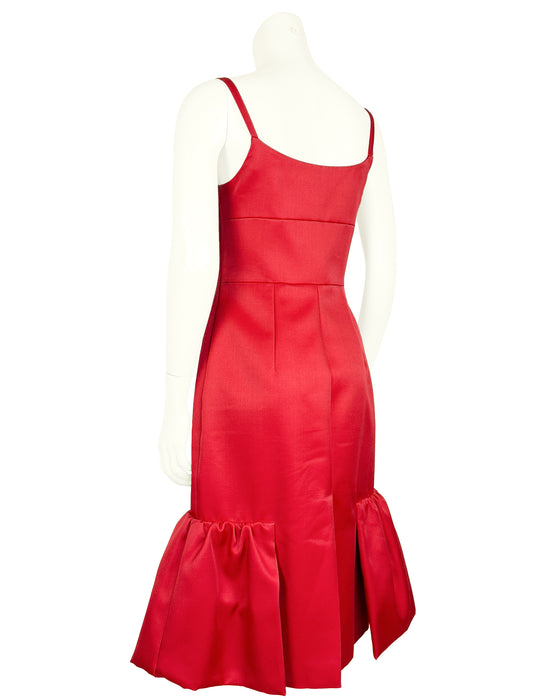 Red Ruffle Hem Cocktail Dress