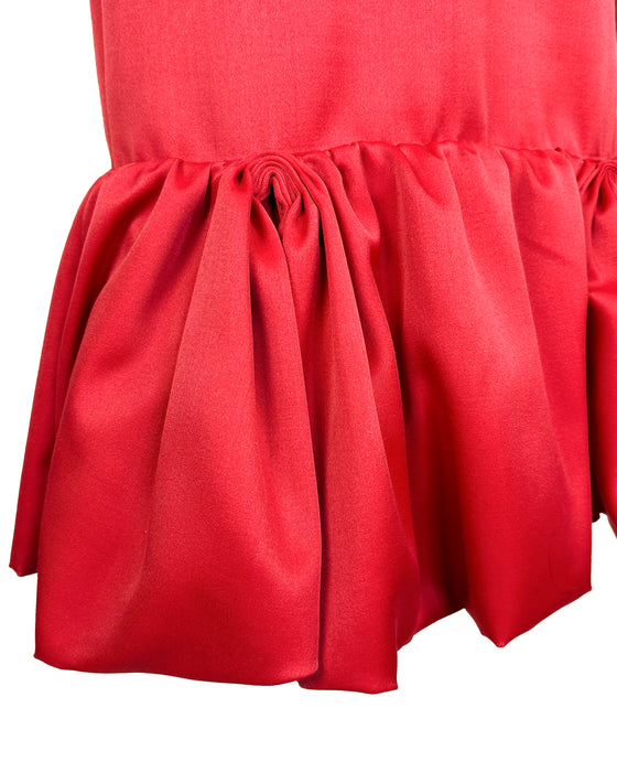 Red Ruffle Hem Cocktail Dress