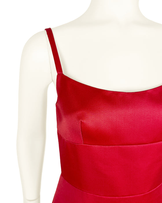 Red Ruffle Hem Cocktail Dress