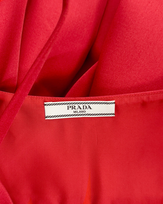 Red Ruffle Hem Cocktail Dress