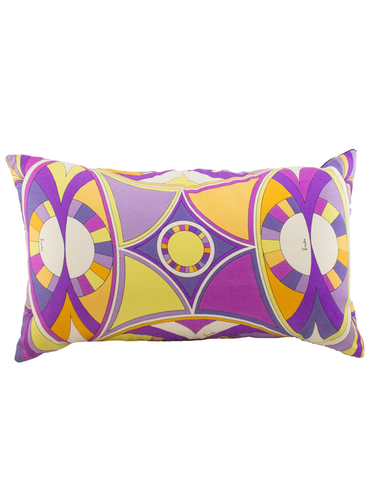 Purple and Orange Silk and Velvet Decorative Cushion