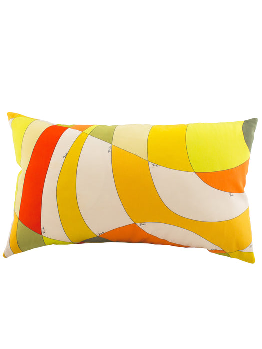 Yellow Silk and Velvet Decorative Cushion
