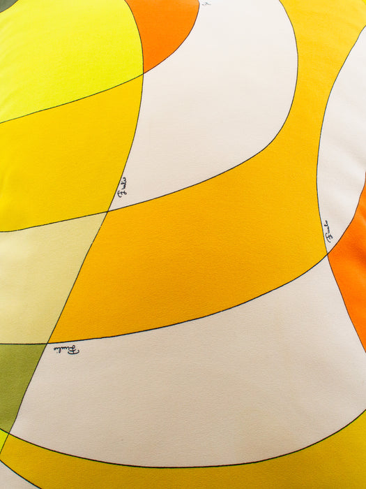 Yellow Silk and Velvet Decorative Cushion