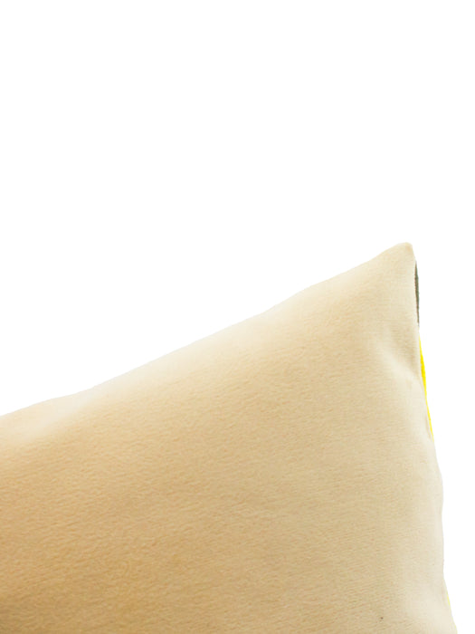 Yellow Silk and Velvet Decorative Cushion