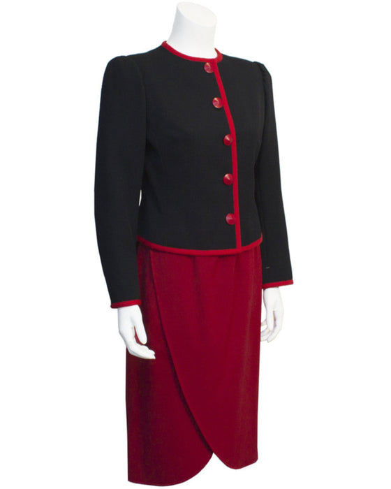 Red and Black Couture Label Suit
