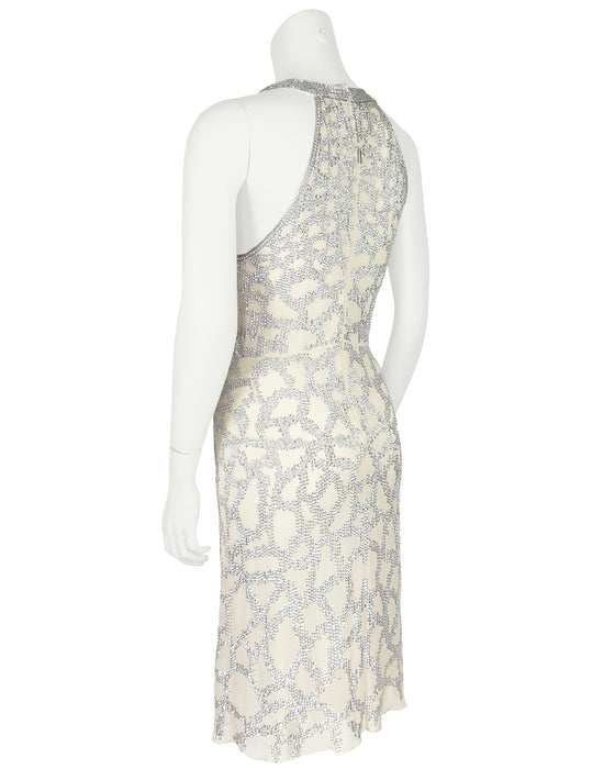 White Jewel Encrusted Evening  Mini Dress
