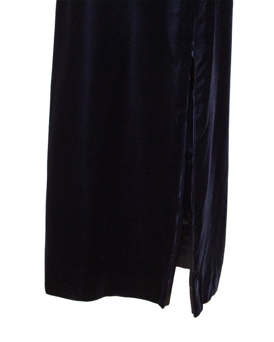 Black Velvet Gown with Black and Gold Beading
