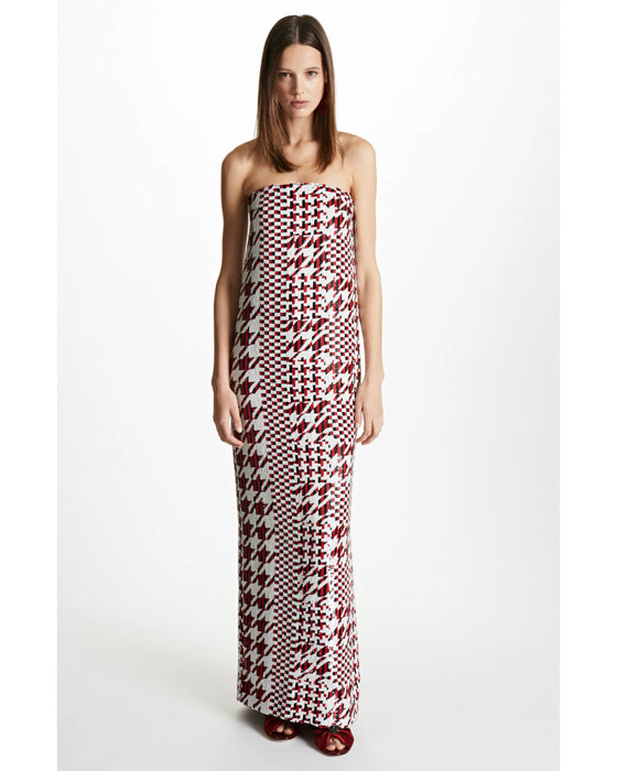 Red Houndstooth Dress & Coat Ensemble