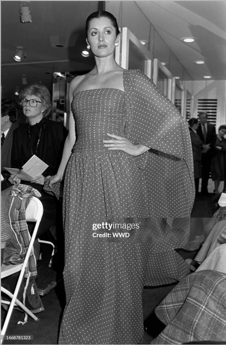 Black and Cream 1982 Polka Dot Gown