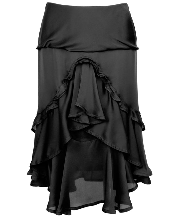Black Ruffled Silk Skirt