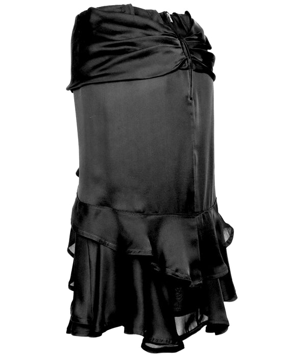 Black Ruffled Silk Skirt