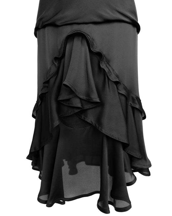 Black Ruffled Silk Skirt