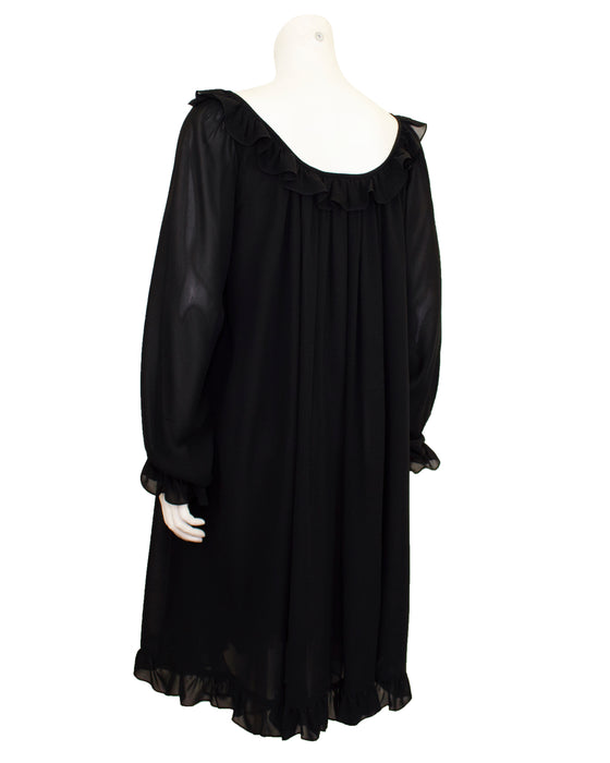 Black Chiffon Babydoll Dress Vintage Couture Black Chiffon Babydoll Dress Vintage Couture