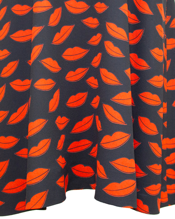 Red and Black Lip Dress with Original Flower From 1971