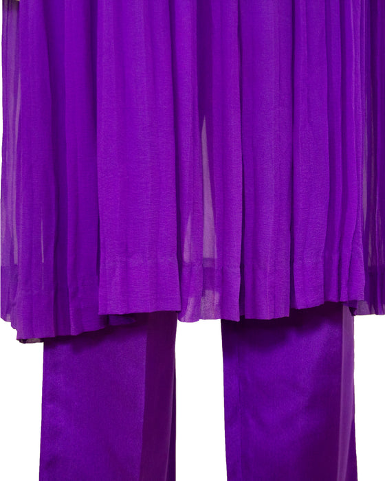 Purple Pleated and Silk Ensemble