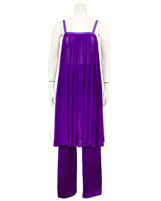 Purple Pleated and Silk Ensemble