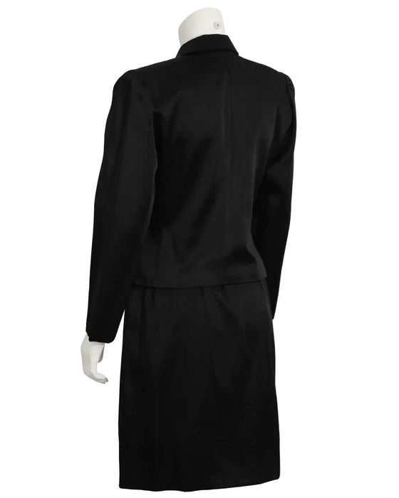 Black Satin Suit with Rhinestone Buttons