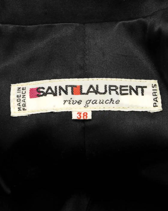 Black Satin Suit with Rhinestone Buttons