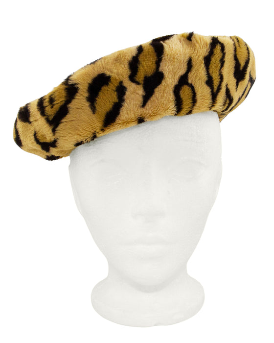 Faux Leopard Felt Beret
