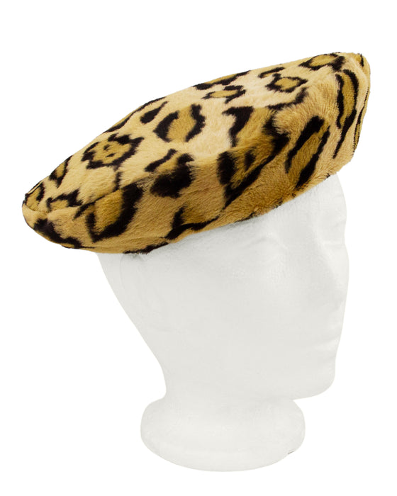 Faux Leopard Felt Beret