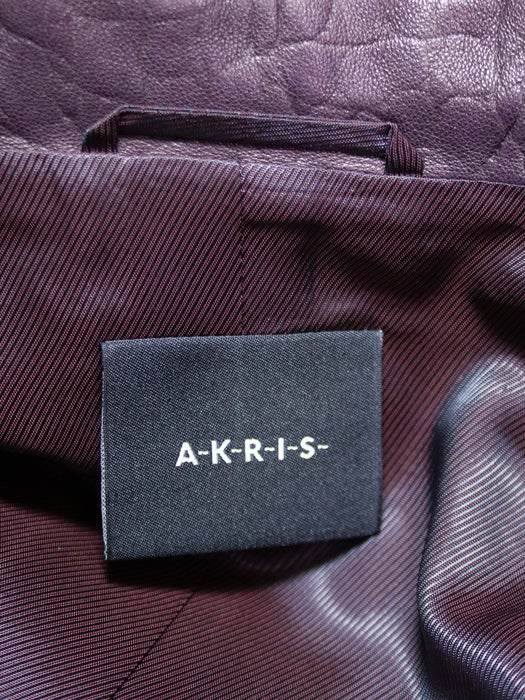 Plum Crocodile Embossed Leather Jacket