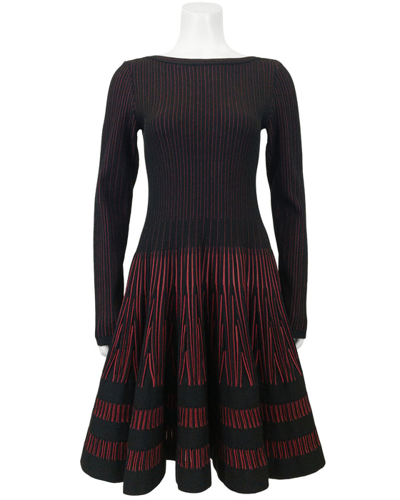 Black and Red Fit and Flare Dress