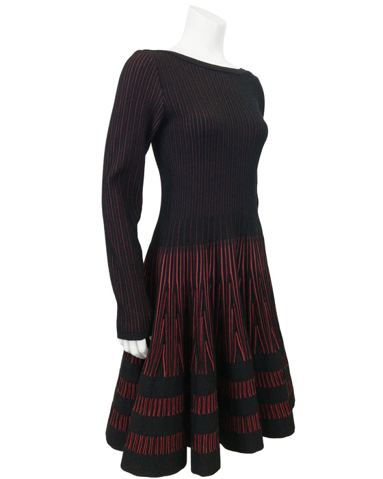 Black and Red Fit and Flare Dress