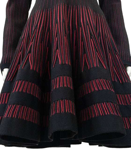 Black and Red Fit and Flare Dress