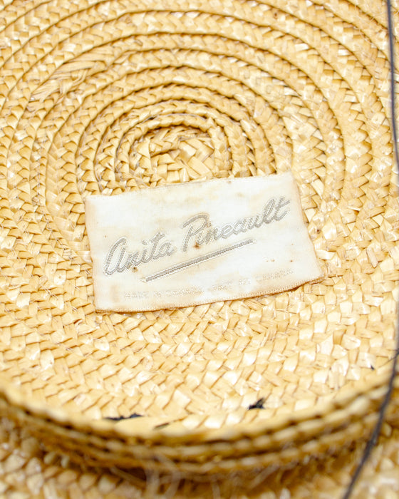 Flat Straw Chapeau with Stripes