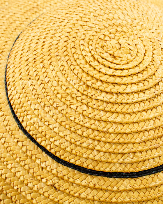 Flat Straw Chapeau with Stripes